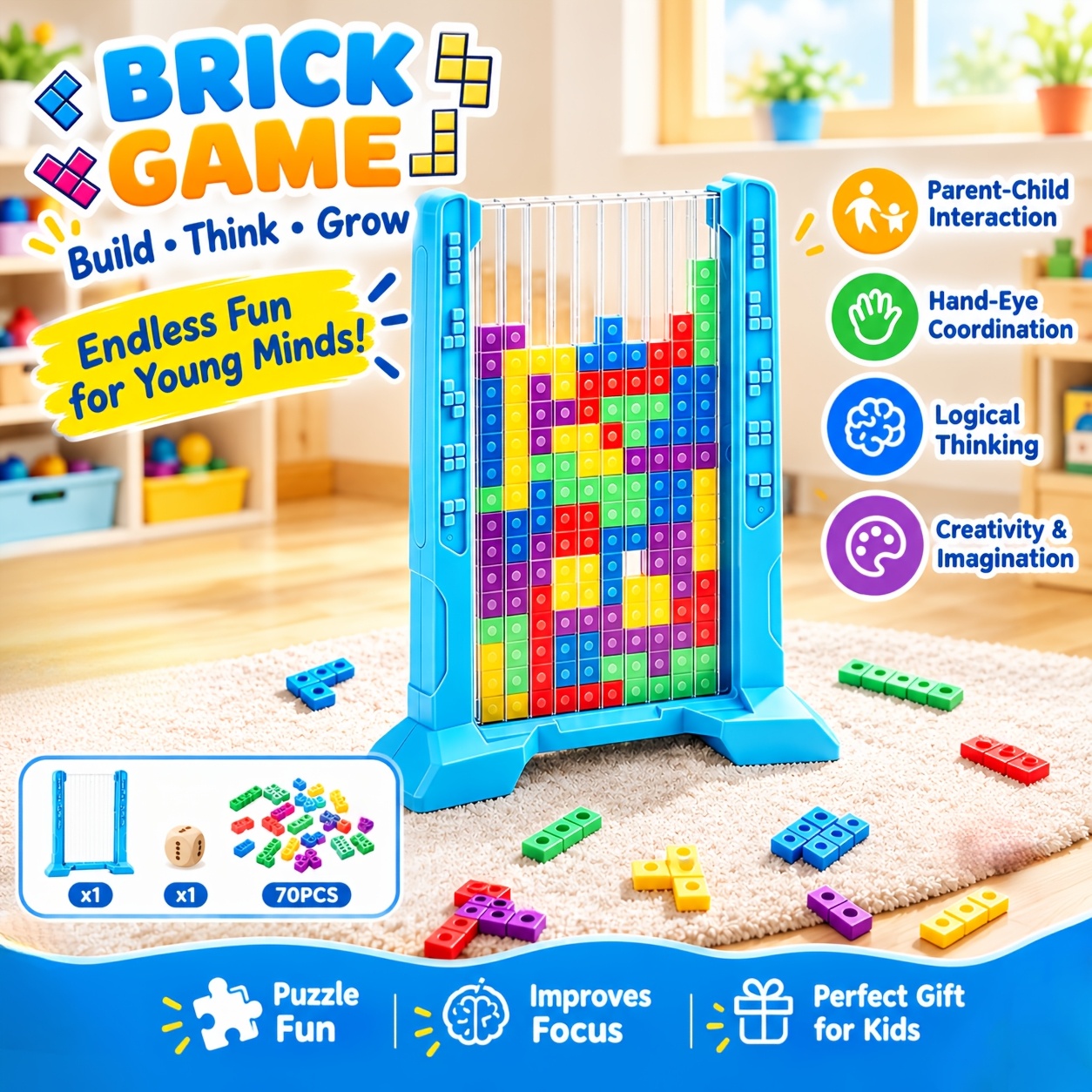 TEMU Puzzle 3D de Construction STEM Jouet Éducatif pour Enfants, Jeu de Table d' Créatif, Cadeau Interactif Parent-Enfant