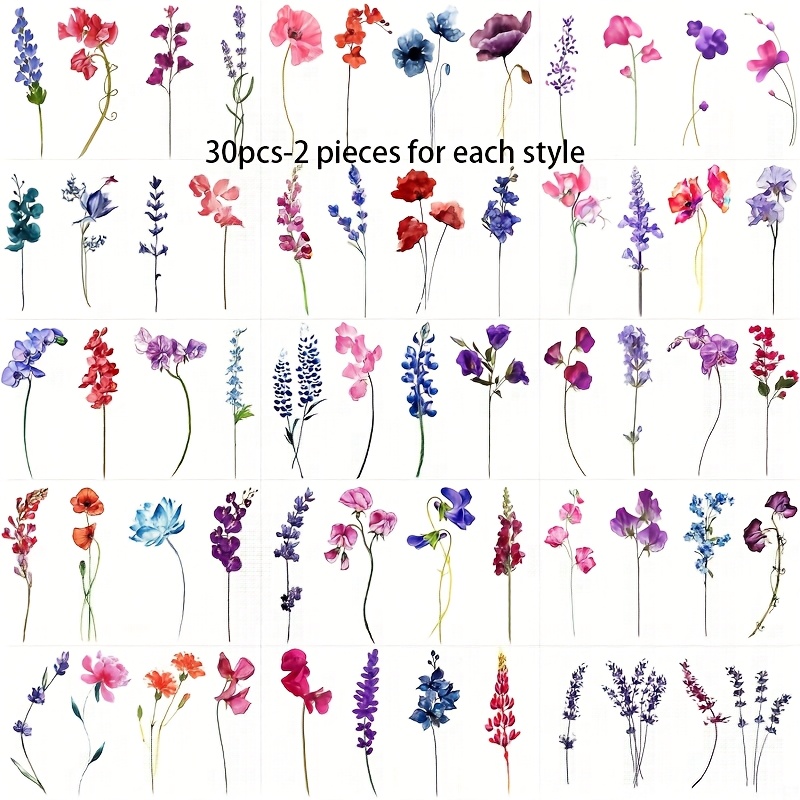 Image of Lavender Flower Temporary Tattoos Compatible For For Women& Adults- Tiny Violet, & Lavender Stickers| Skin(patch Recommended)| Temporary Tattoo Kit For Parties, Festivals, Everyday|