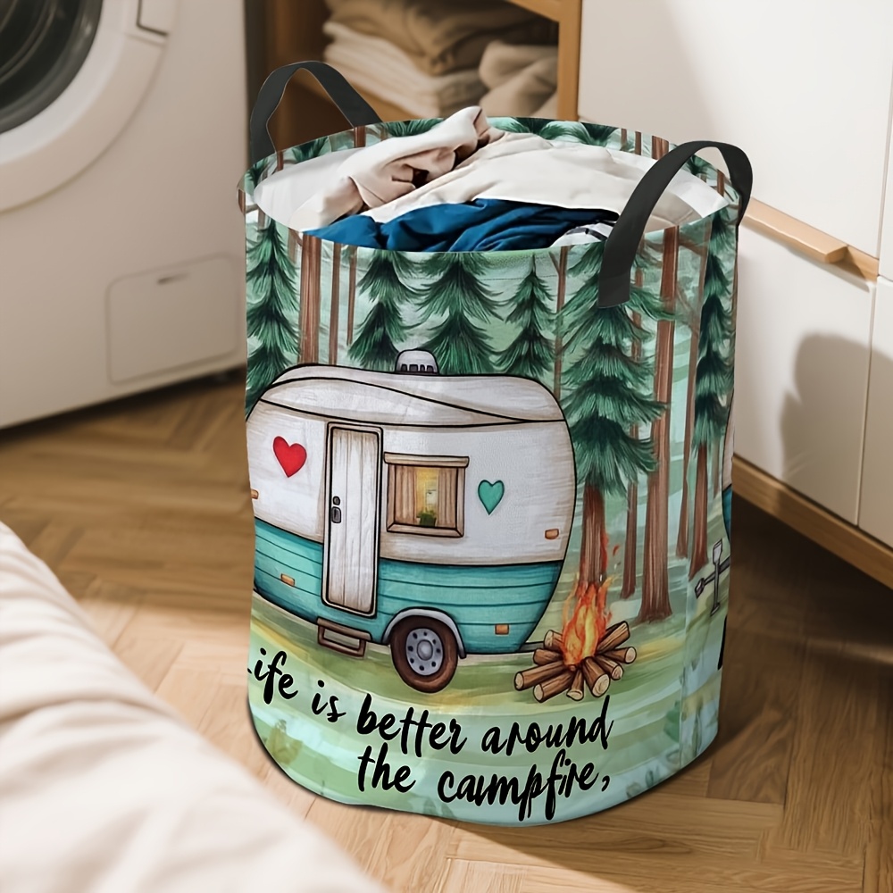 TEMU 1pc, Camping Adventure Large Capacity Storage Basket Large Capacity Open Laundry Basket And Storage Box, Use In Bedrooms, Bathrooms, Kitchens,