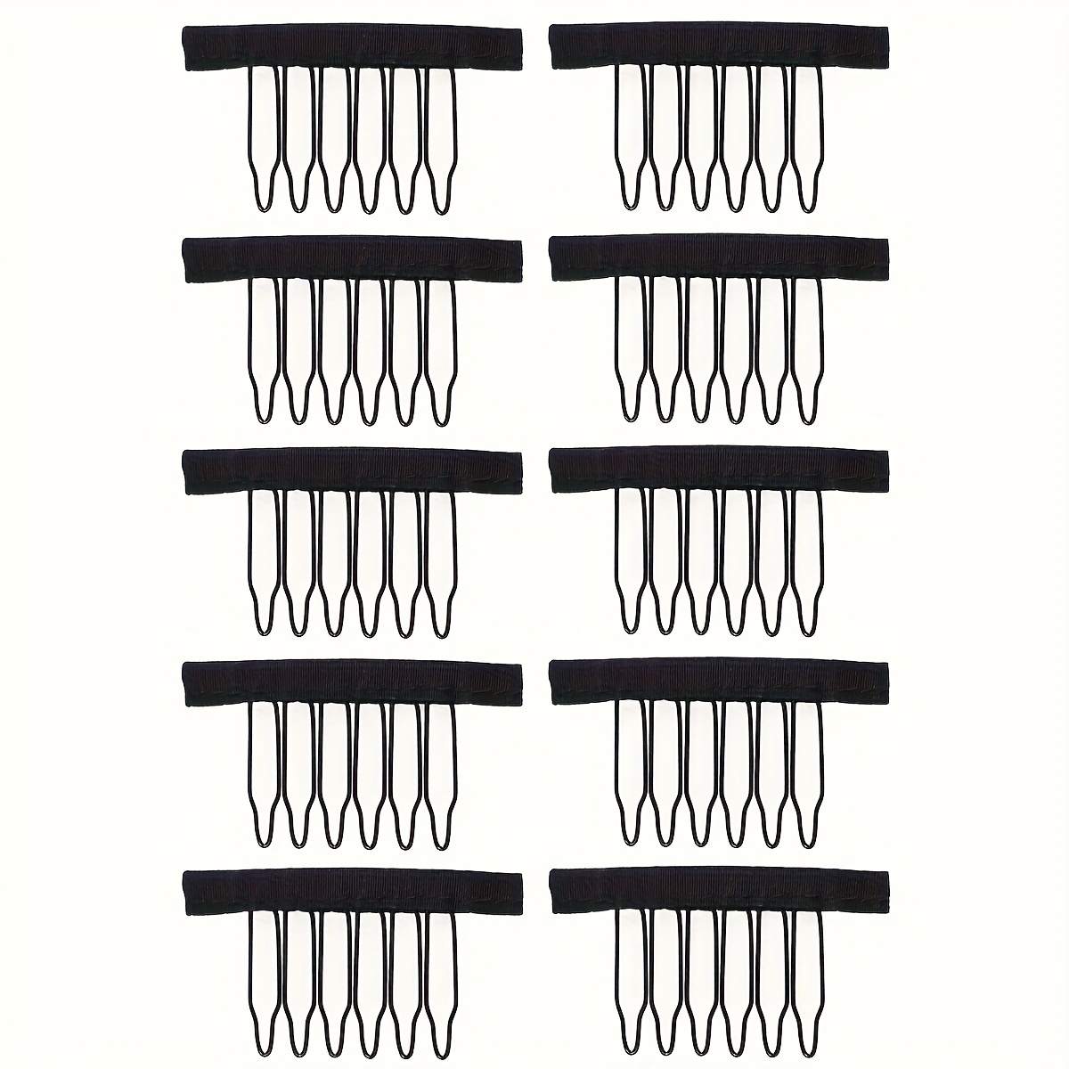 10pcs Wig Combs Set For Making Fixing Wig Caps Clips 6 Teeth Steel Material Clips With Cloth Wig Combs For Hair Extension