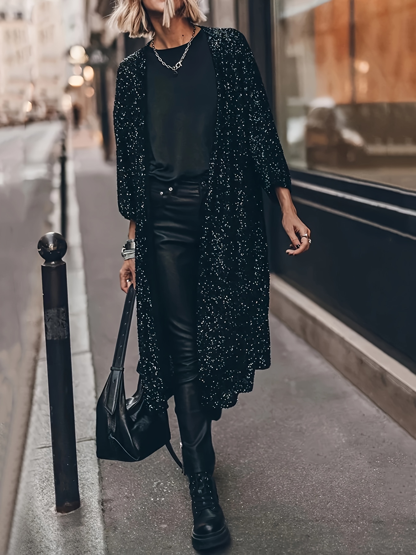 sequin cardigan sold on Temu United States