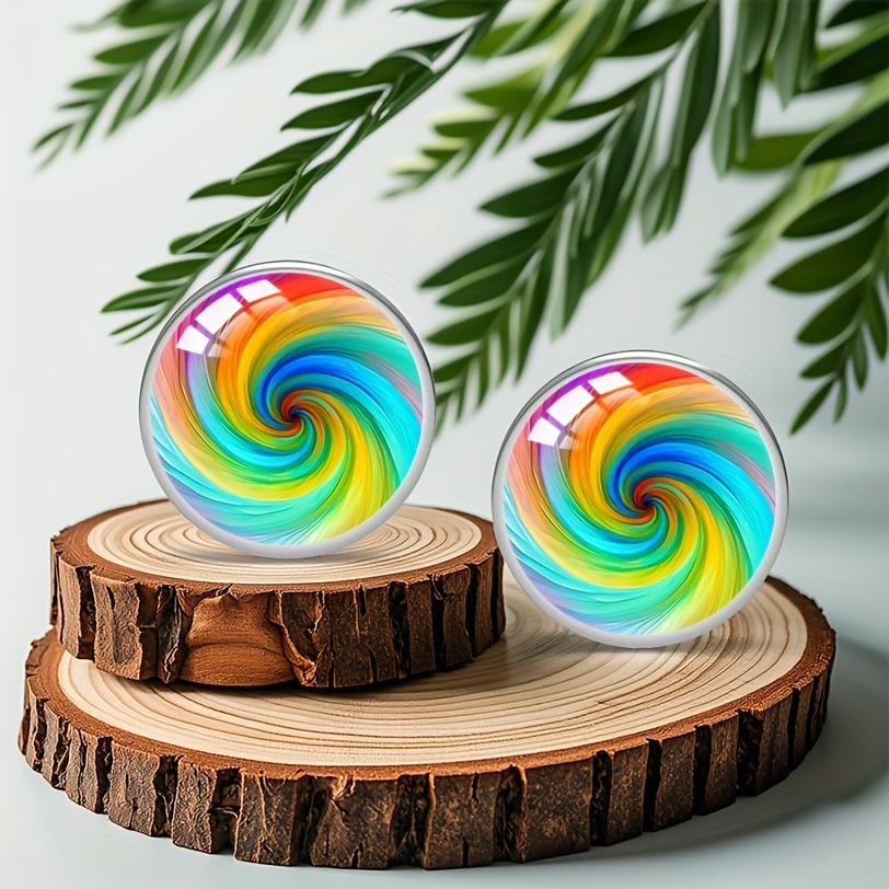 Image of 1 Pair Of Aurora Starry Sky Swirl Steel Ear Studs, Modern Elegant Style Geometric Earrings For Men And Women, Versatile Light For Daily Wear And Vacation, Christmas And New Year Gift