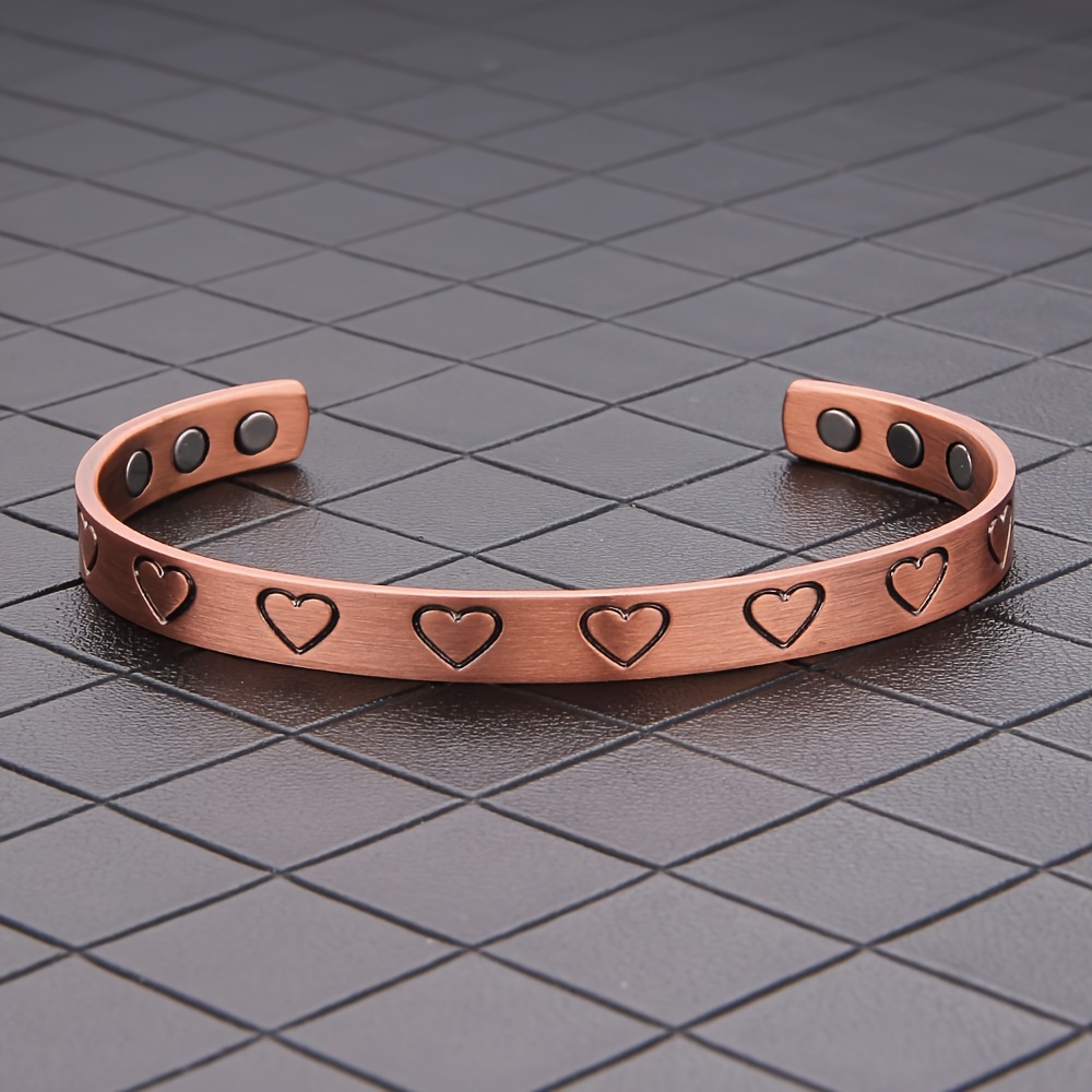 TEMU Braccialetto in Rame da Donna 1pz, Braccialetti Magnetici in Rame con Design a Cuore, Misura Regolabile, Regalo di Festa