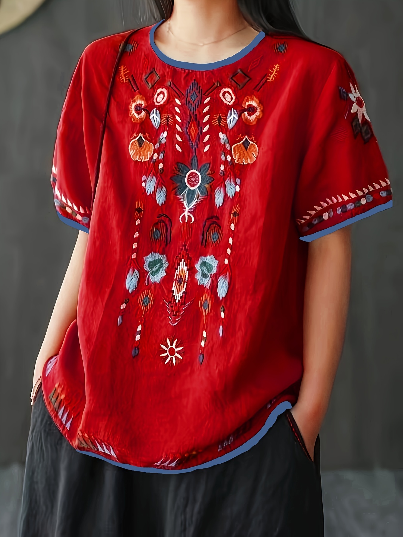 Embroidered Tops - Temu United States