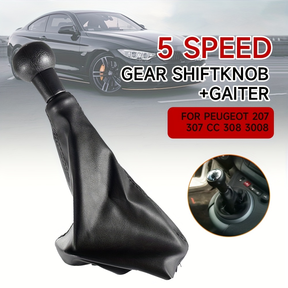 

sleek Design" 5 Speed Car Shift Knob With Gaitor Dust Cover For Peugeot 207 307 Cc 308 406 For C3 C4 C5