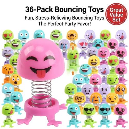 36pcs spring jumping toys mini cartoon bounce with favors stuffers classroom rewards fillers carnival prizes and birthday gifts for kids random color