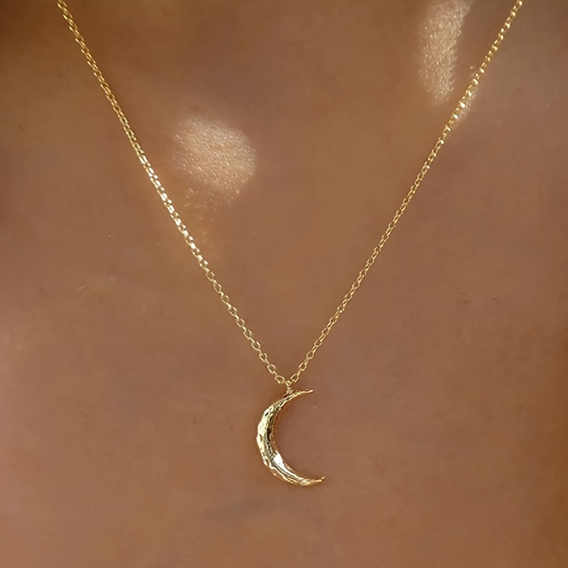 

Simple And Alloy Inlaid Moon Chain Necklace For Women's Pendant Necklace, A Gift Accessory For Women And Girls