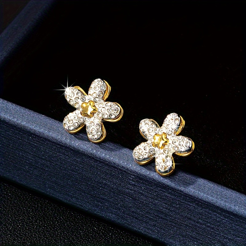 Aretes Flor Pequeños Fantasía Bañados En Oro 18 k Mujeres - Temu