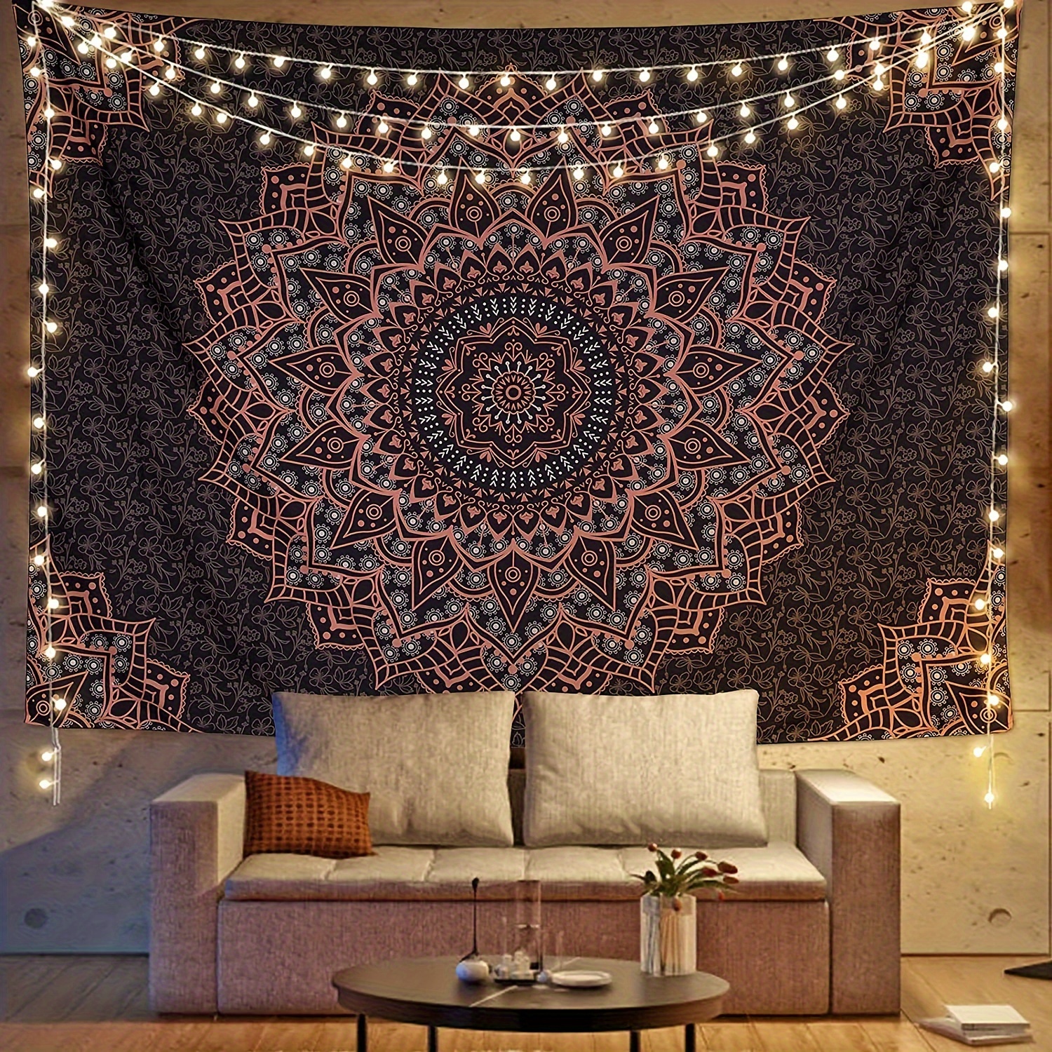 

Mandala Tapestry Wall Hanging - Knitted Polyester Fabric Tapestry With Bohemian For Bedroom, Living Room, Indoor Decor - Includes Installation Package - Theme: Other Topics