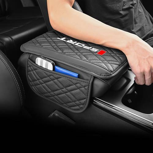 pu leather armrest cushion sporty trendy style with side storage pockets comfortable elbow support scratch and stylish suitable for most models