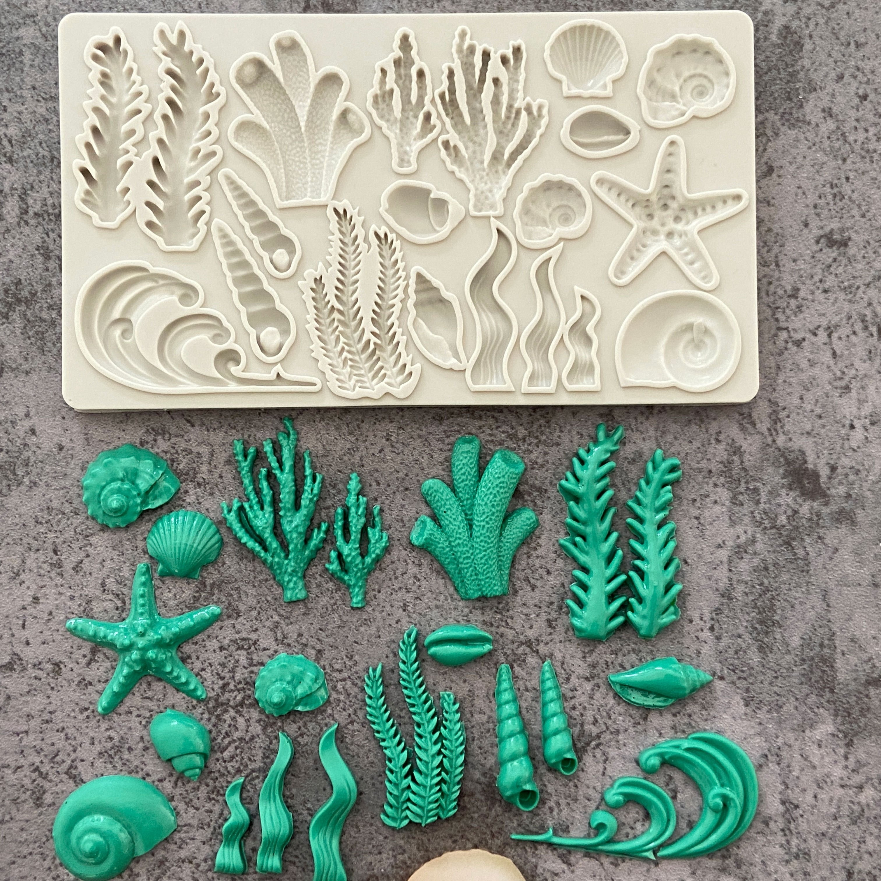 

Ocean-inspired Silicone Mold For Cake Decorating - Starfish & Seaweed Design, Bpa-free Food Grade, Non-stick, Easy Release - Perfect For Fondant, Chocolate, And Sugar Crafts