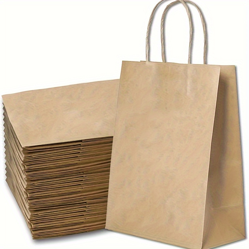 

10pcs, Paper Gift Bags 5.25x3.75x8 Inch Gift Wrap Bags With Handles, Kraft Paper Bags For Small Business, Heavy Duty Bulk Paper Bags For Birthday Party Favors, Shopping, Retail And More