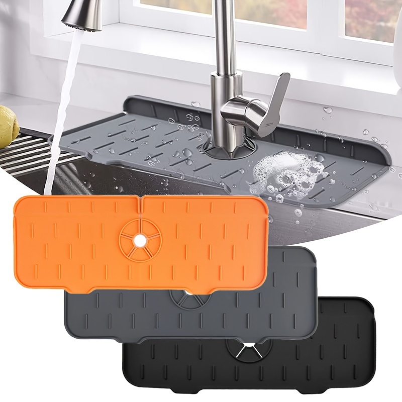 

1pc Silicone Waterproof Mat Is Suitable For Faucet Countertops, Faucet Anti-splash Mats, Wash Basins, Anti-logging Water Guide Tanks, Kitchen Countertops, Drain Washbasin Waterproof Mats