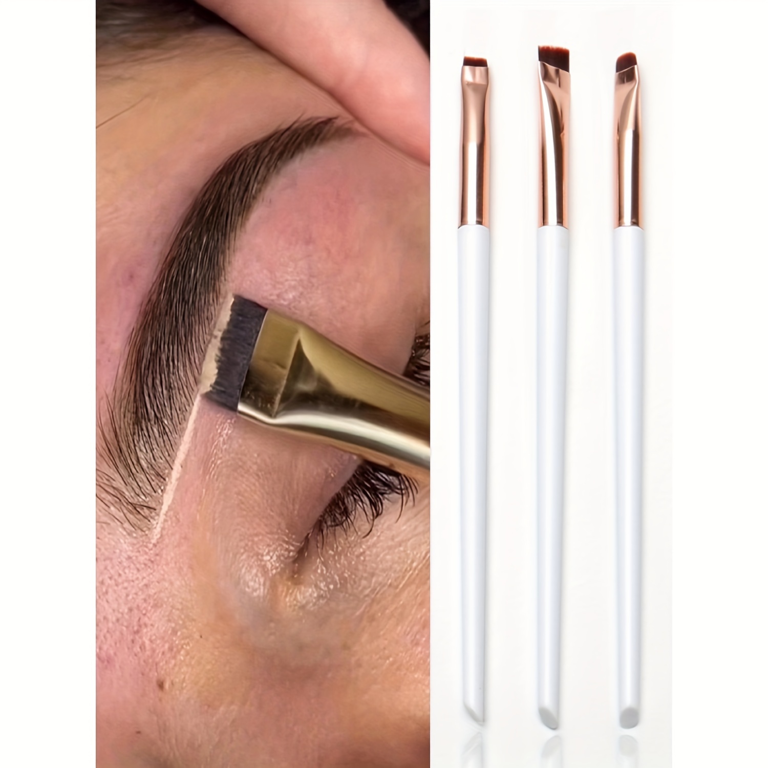 

3pcs/set Eyeliner & Eyebrow Blade Brush, For Eyebrow Contouring And Makeup Application, Fine And Flat Tip For Easy And Precise Application, Ideal For Beginner Artists