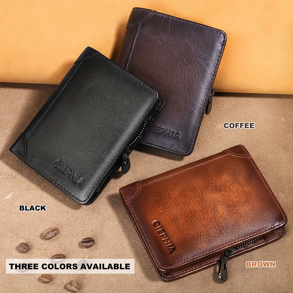 mens vintage short genuine leather wallet multi function - Temu