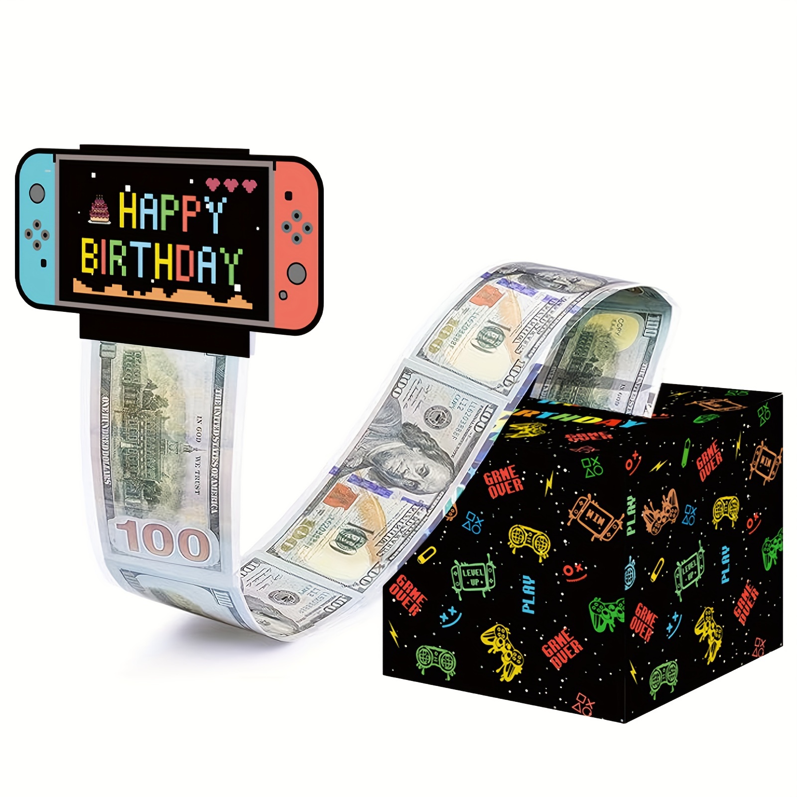 生日主题现金箱快乐生日贺卡和50个透明袋惊喜现金箱现金箱现金适合庆祝生日活动