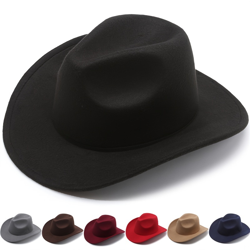

Elegant Black Woolen Fedora Hat For Men & Women - Vintage British Style With Large Brim, Perfect For Stage Performances & Jazz Events