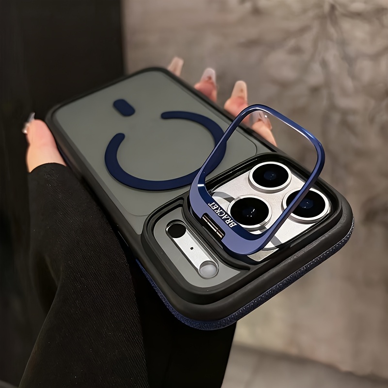 magnetic phone case with anti-slip edge strip stand suitable for iphone 17 16 15 14 13 12   pro max 17air 16e   wireless charging protective case, drop-proof protective case, shockproof phone case, fashion phone protective case, matte Product details 4