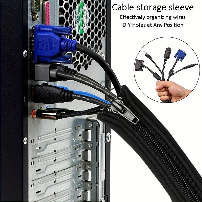 

Zipper Cable Sleeve By Wrap-it Storage - 24" X 4" (4-pack) Black - Cord Organizer And Cable Protector For Desk, Computer, Tv Cord Management To Hide And Cover Wire And Cables