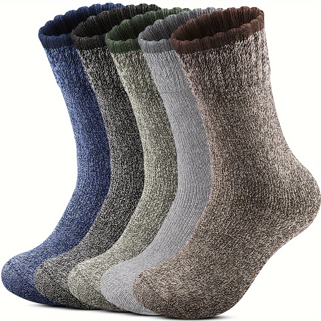 

Men's Wool Socks 5 Pack Thermal Socks For Winter Soft Cozy Crew Socks For Hiking Cold Weather Thick Boot Socks