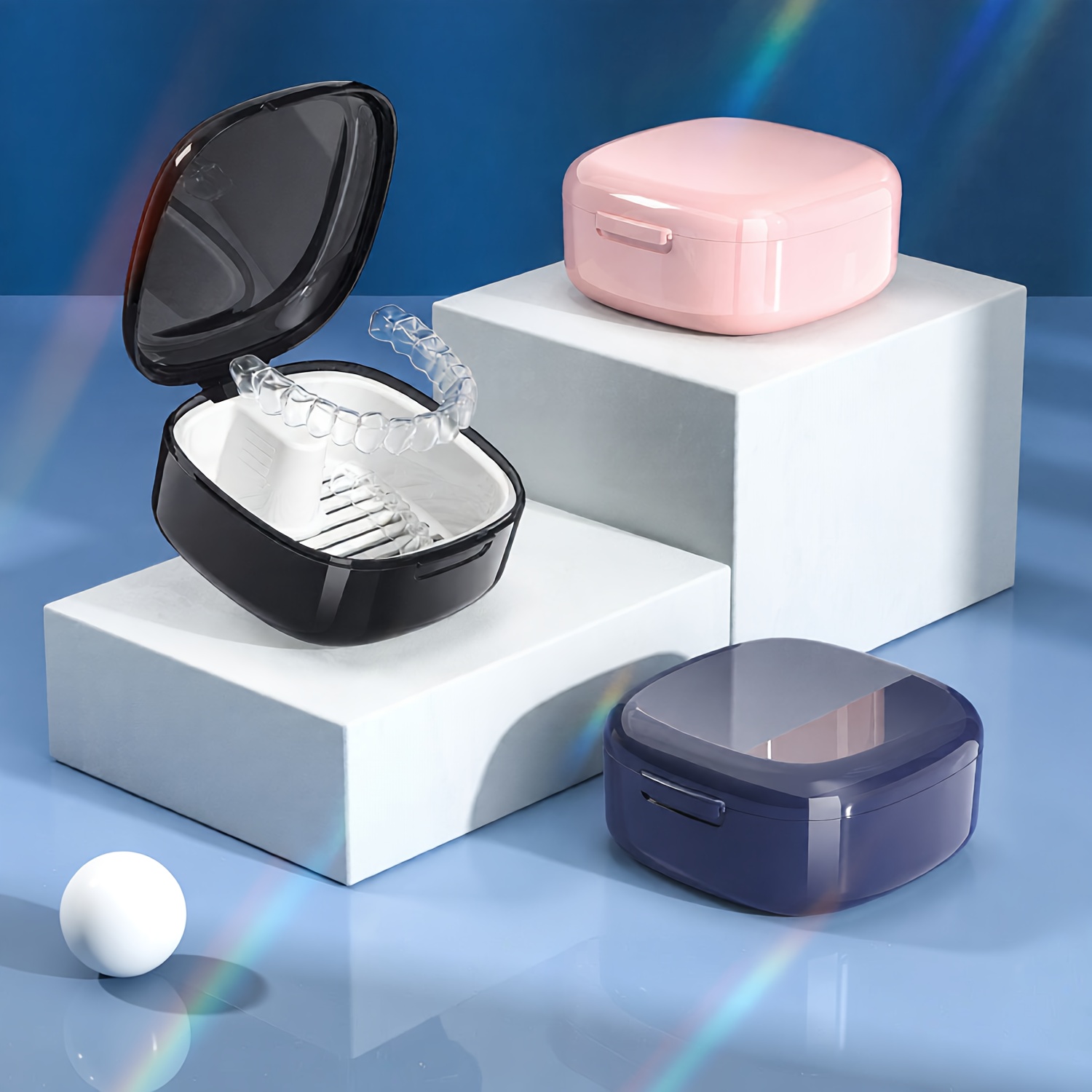 Waterproof & Moisture-Resistant Lockable  Case - Portable Teeth Straightener & Retainer Storage Box with Locking Mechanism, for orthodontic Aligners, Dentures, Night - Travel-Friendly