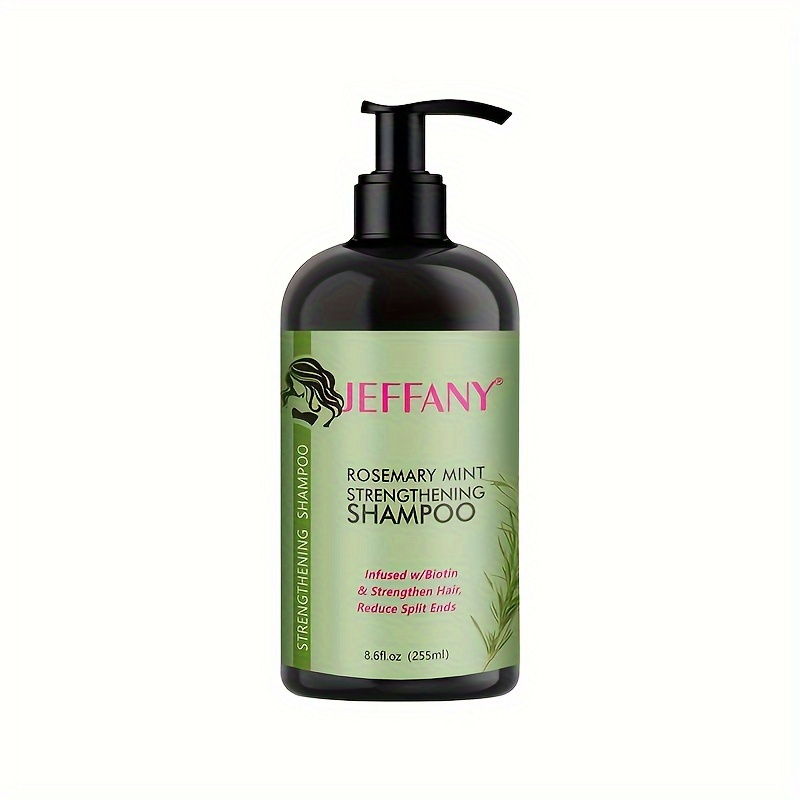 

Shampoo fortifiant à la menthe poivrée et au romarin Jeffany avec biotine, formule liquide unisexe pour cheveux bouclés, traitement hydratant et fortifiant pour réduire les pointes fourchues, 8,6 oz