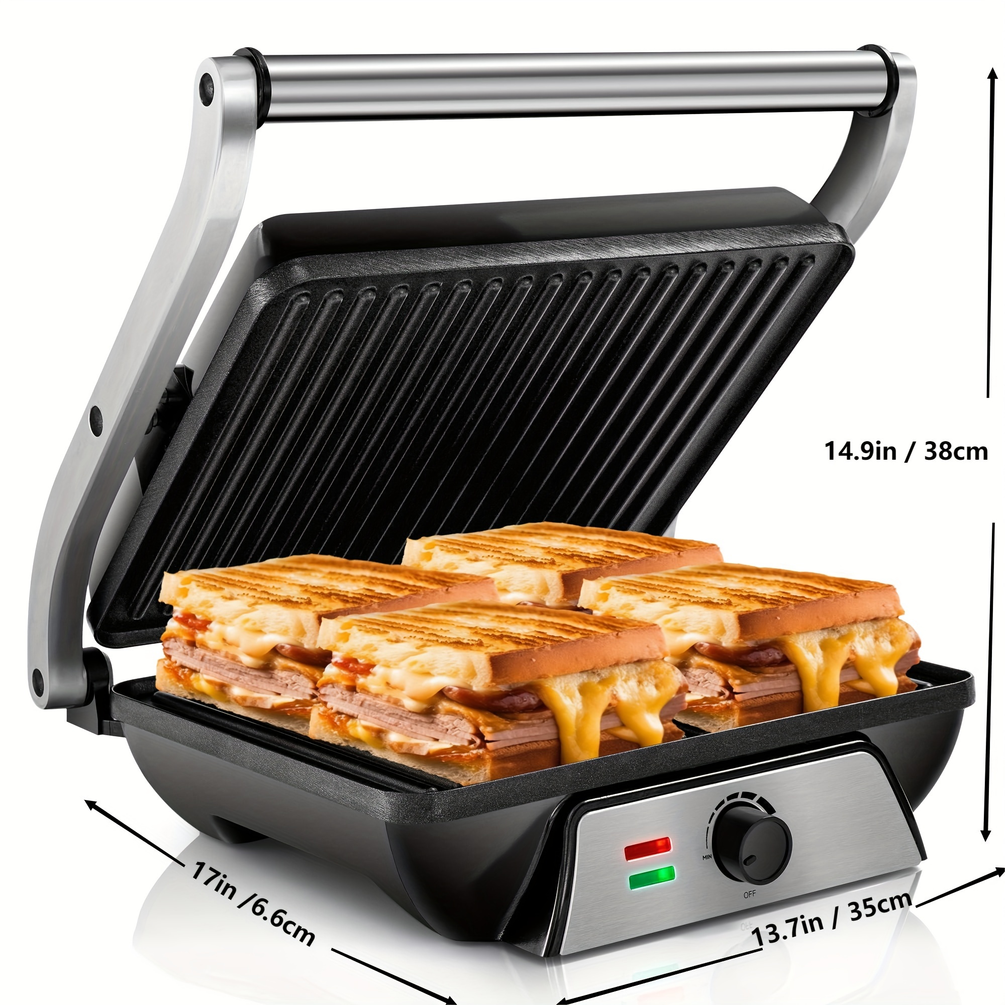 susteas 3 in 1 electric indoor grill panini press with non stick cooking plates opens 180 degree gourmet sandwich maker floating hinge fits all foods panini press grill with grease tray