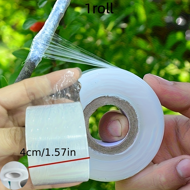 TEMU Un rollo de cinta de para vivero, película autoadhesiva estirable, cinta para plantas, cinta de película de blanca, adecuada para jardinería y