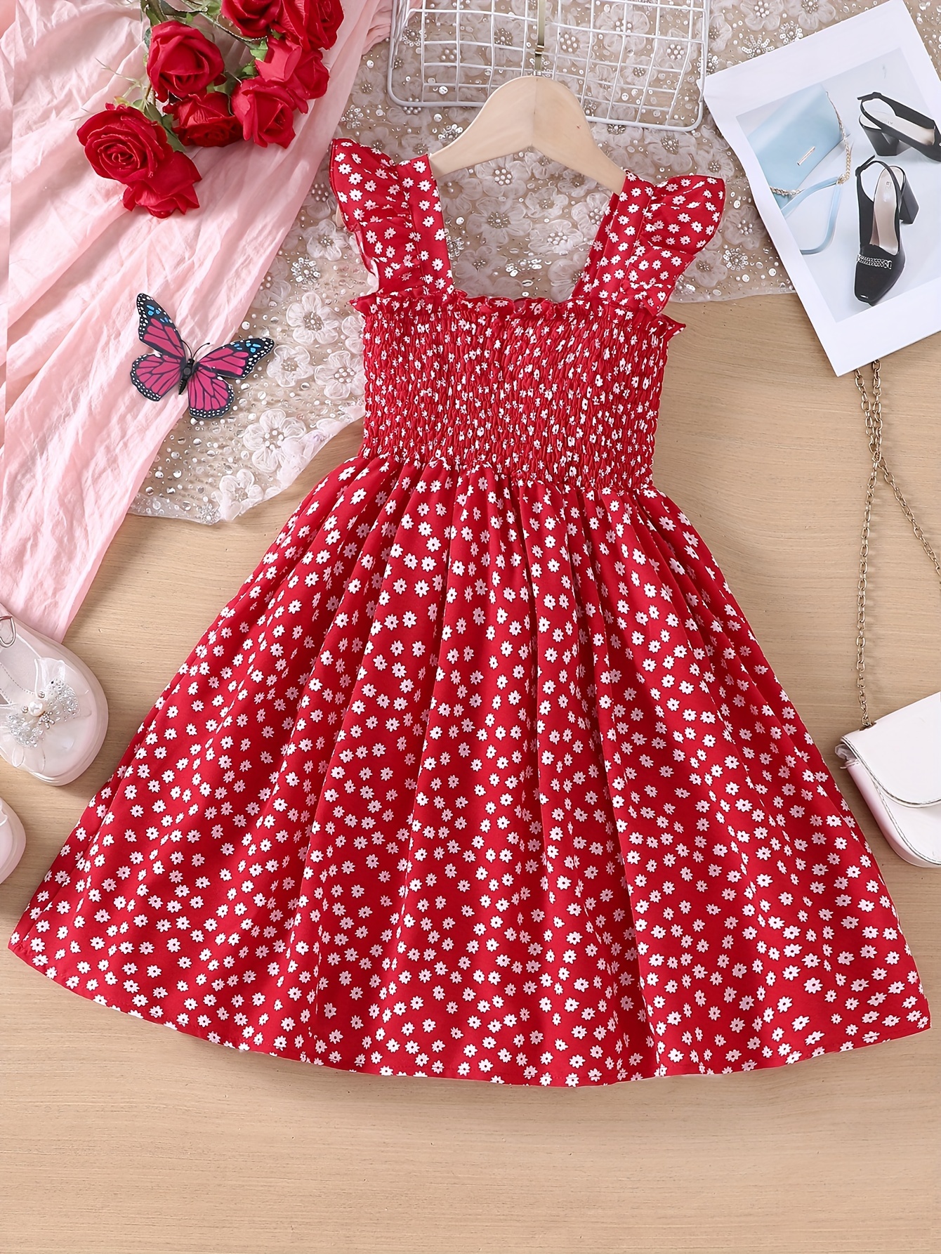 sweet girls dress ruffle trim dresses summer holiday - Temu