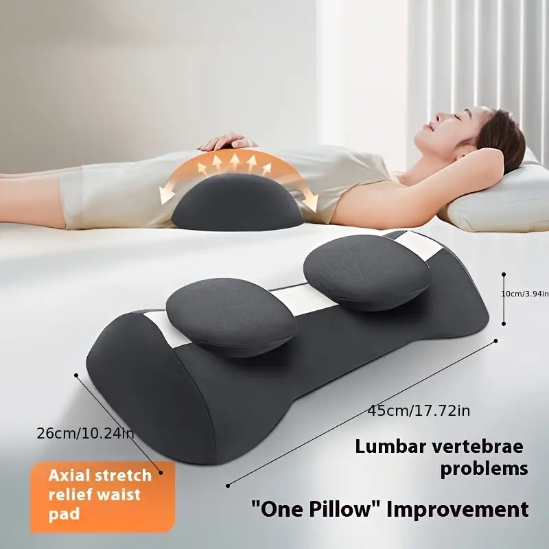 ergonomic 3d contoured lumbar support pillow removable washable magnetic cover with heat relax dual use for office chair bed white no power needed Product details 0