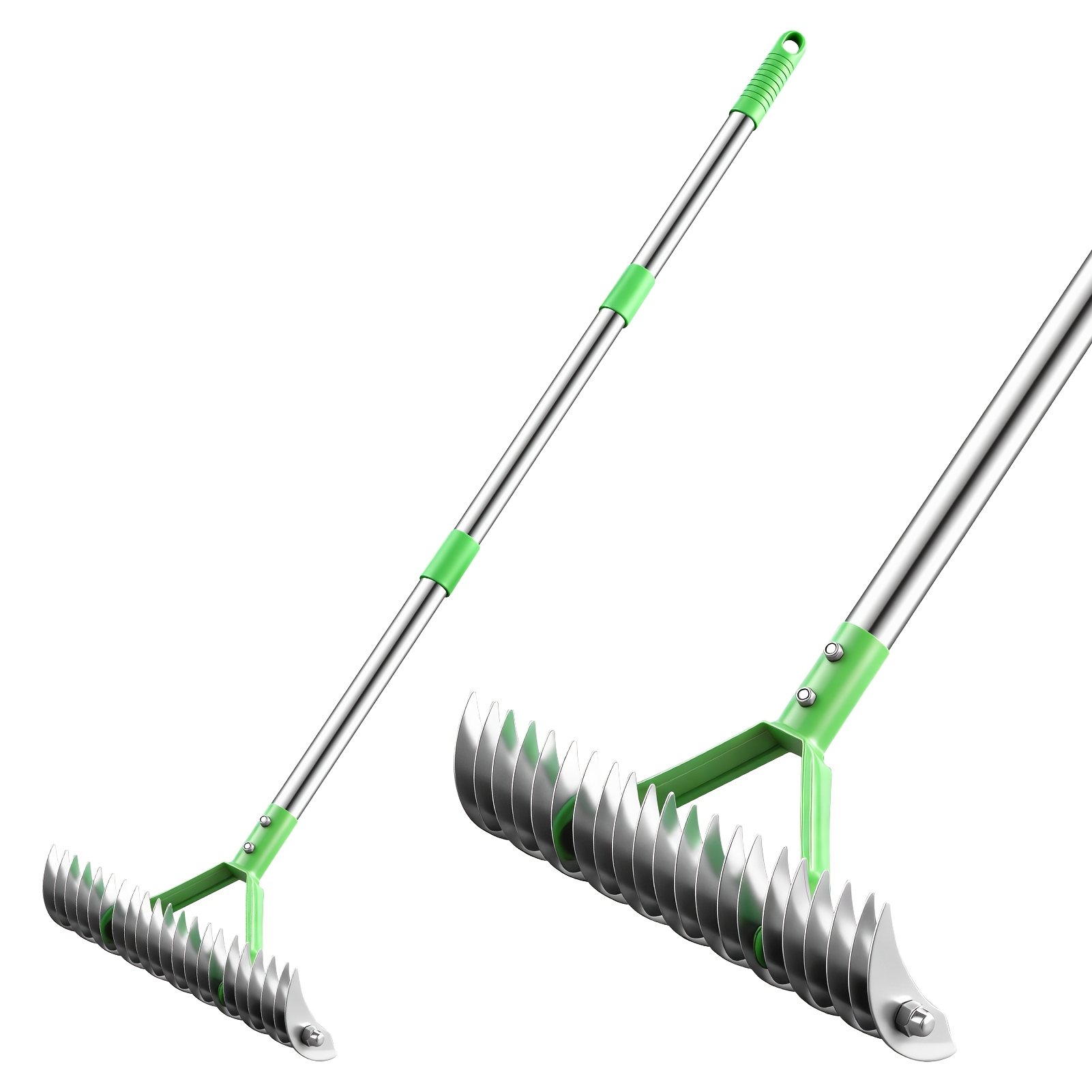 Image of Handheld Lawn Aerator And Dethatcher, Adjustable Lawn Scarifier Rake For Soil Aeration And Moss Removal, Manual Lawn Care Tool