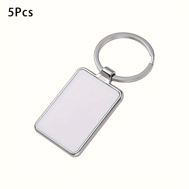 E-shop 5 Stk. DIY Sublimations-Schlüsselanhänger aus Metall, rechteckige Fotorahmen-Schlüsselringe mit Ringschnalle, Bastelzubehör für Geschenke,