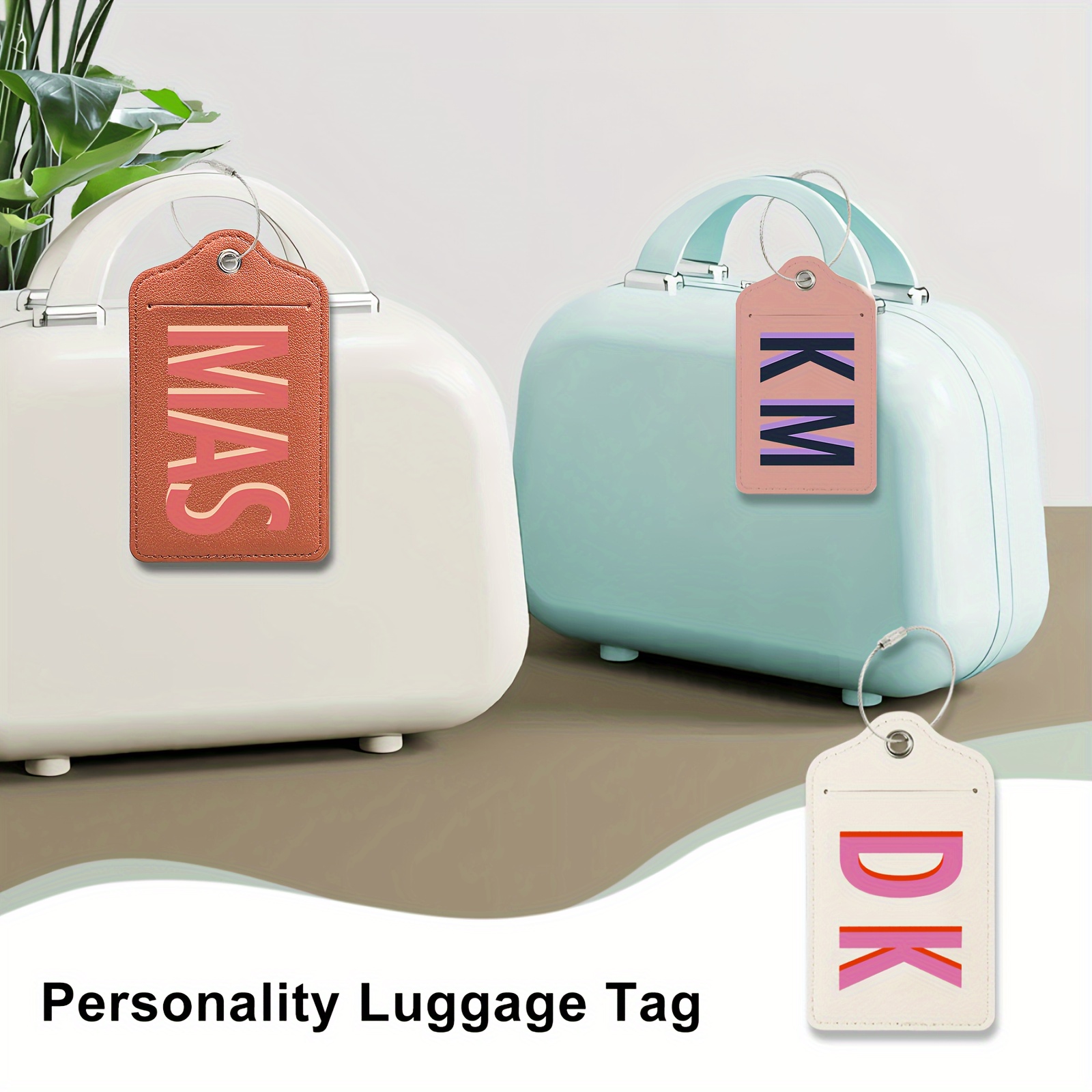 

Shadow Monogram Design Custom Personalized Faux Leather Luggage Tag Baggage Handbag Travel Suitcase Tags, Travel Accessories, Travel Must-haves, Travel