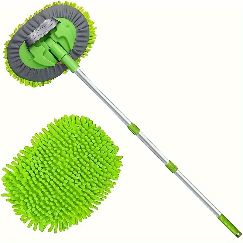 

Extendable Car Wash Mop With Soft Bristles - Non-electric, Wood & Plastic Composite Handle For Dust Removal And Cleaning