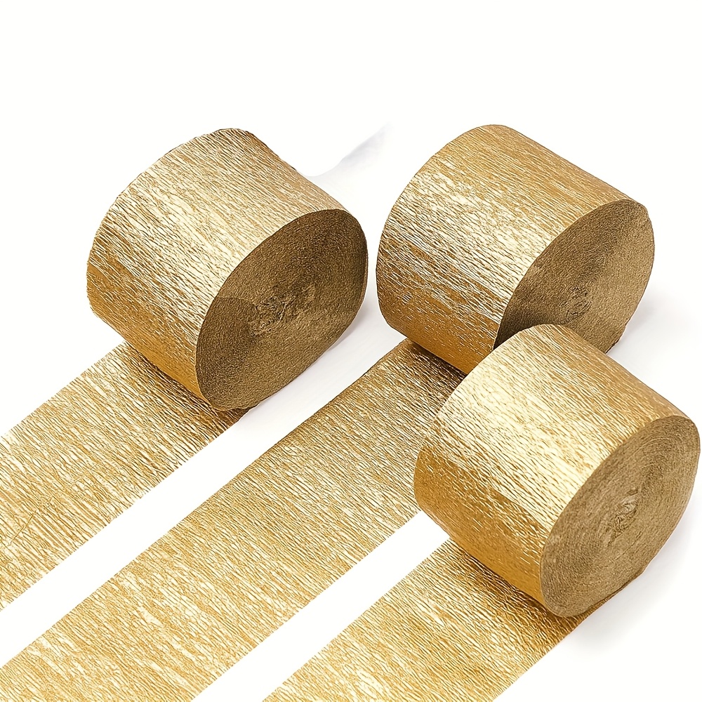 3 Rolls 4.5 Cm X 10 M Golden Crepe Paper Streamers Party Crepe Paper Rolls Crepe Paper Ribbons For Decoration Paper Streamers Backdrop