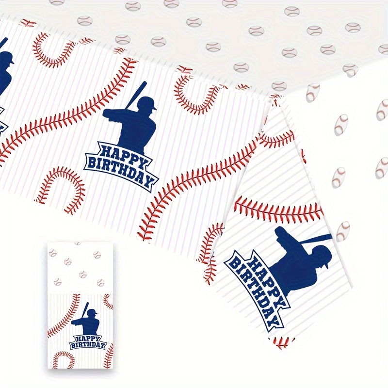 

Baseball-themed Disposable Tablecloth - Perfect For Birthday Parties & Family Gatherings, Durable Plastic Plastic Table Cloth Disposable Table Cloth