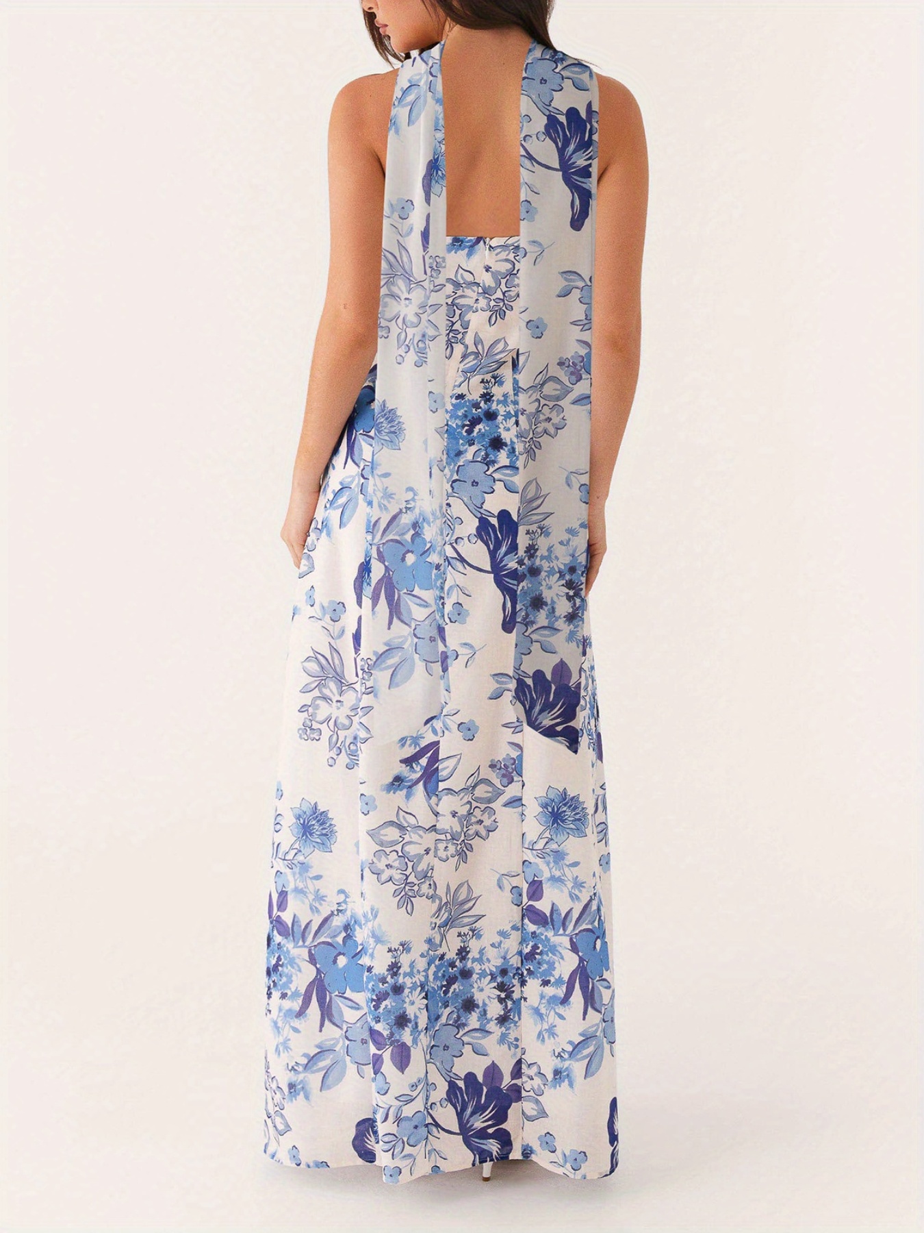 women y2k strapless tube maxi dress neck scarf summer mesh - Temu