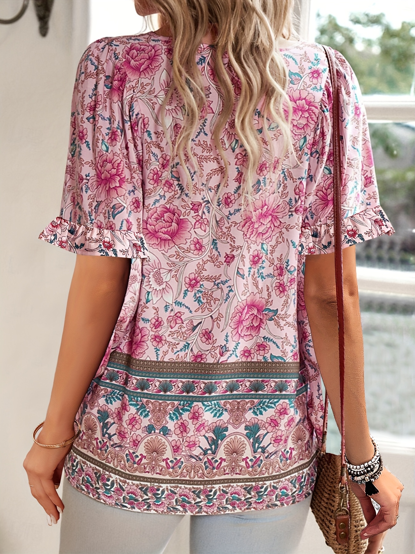 flower - 桃着用♡raindrop blouse smocked shoulder floral blouse – allure boutique