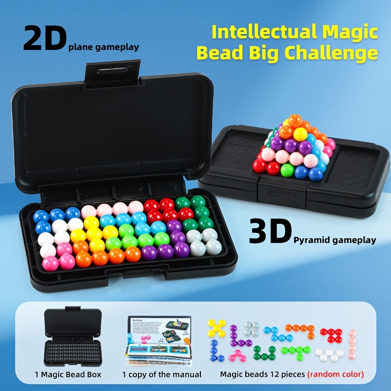 TEMU 200 Layers 3d Pyramid Puzzle Toy, 2d & 3d Challenge Board Game, Random Colored Beads, Classification, Stacking And Interlocking Educational Toy,