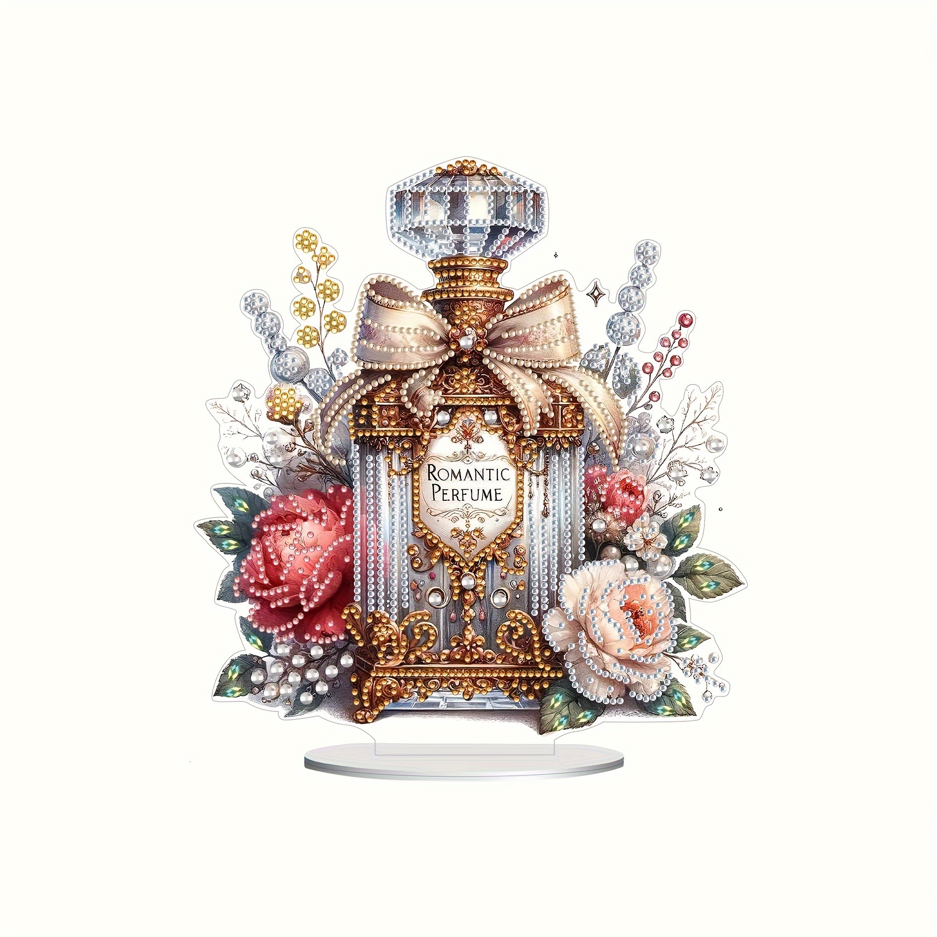 

1pc Romantic Perfume Bottle Diy 5d Diamond Painting Kit, Special Shaped Crystal Rhinestone Embroidery Art, Acrylic Craft For Adults, Home Table Decor With Gift Box