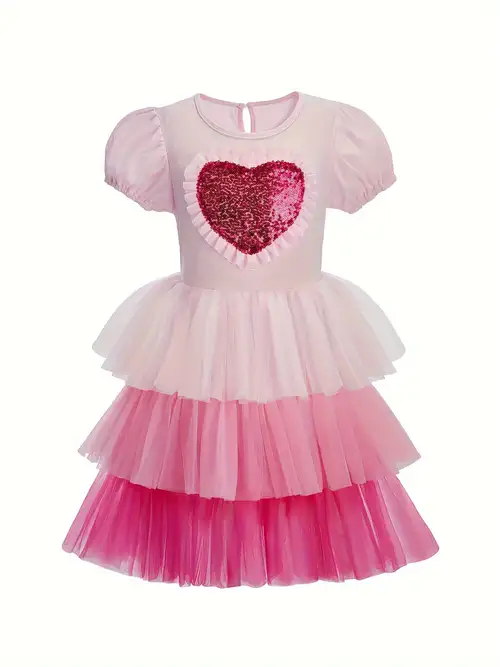 Valentine's Day Solid Sequin Dress Hollow Heart Shape - Temu