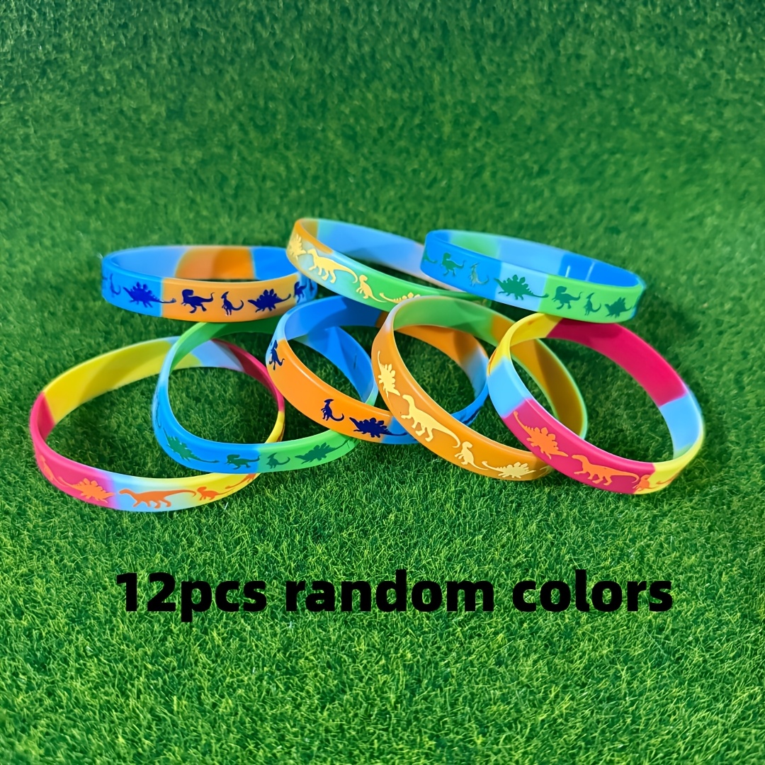 TEMU Multi-item Party Favor Packs 12pcs Dinosaur Wristbands For Christmas Birthday Parties, Party Decorations, Party Favor Bags, Small Gifts, Game