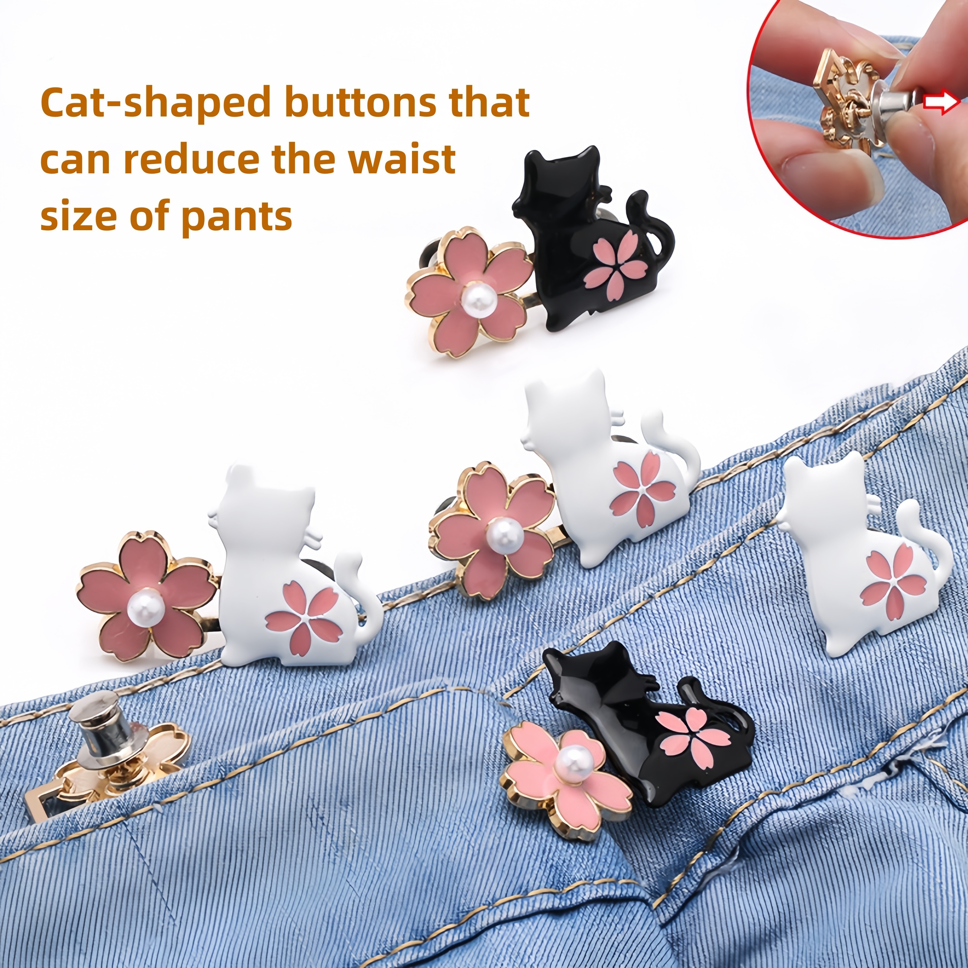 

And Cherry Buttons: Adjustable Waist Size, Removable, And Fashionable - White And Black Metal Buttons For Clothing Accessories