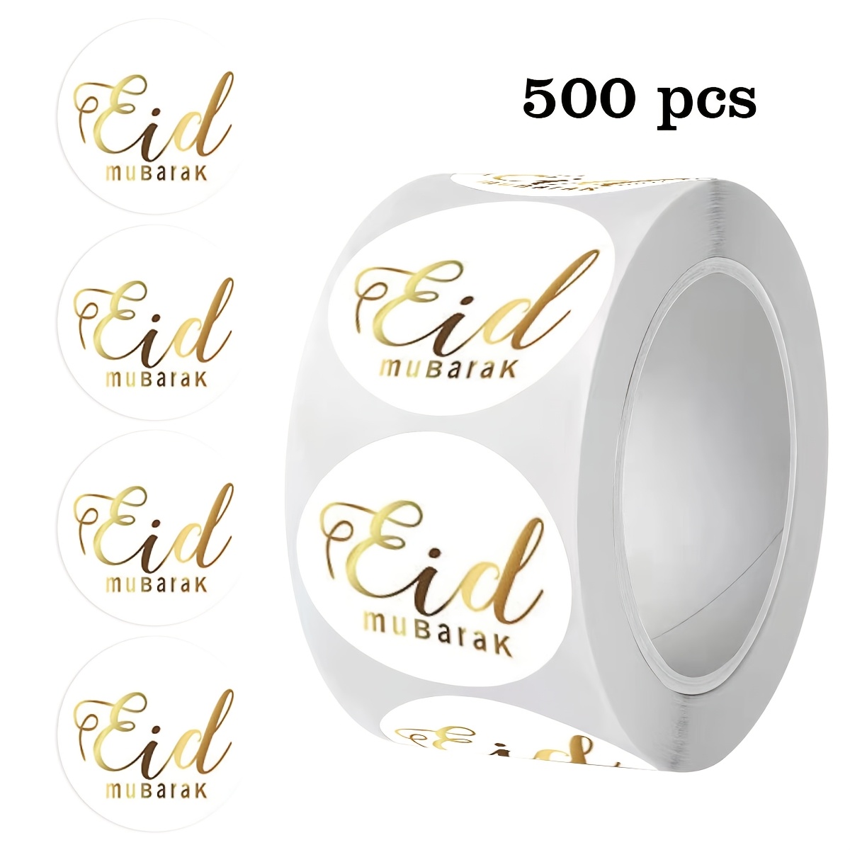 

500pcs Sparkling Ramadan Self-adhesive Stickers, Waterproof Pvc Round Labels For Diy Decorations, Gift Boxes & Party Supplies, Ramadan Decoration