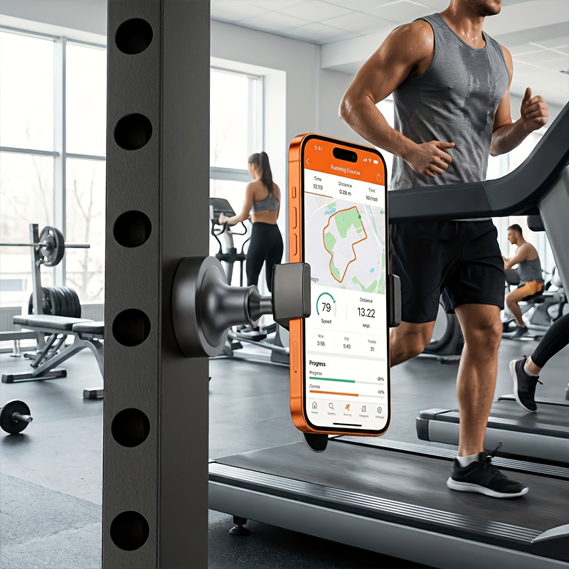 TEMU Heavy-duty Aluminum Alloy Fitness Magnetic Phone Mount, 360-degree Rotatable Universal Phone Stand, Non-high Quality Iron Surface Accessory,