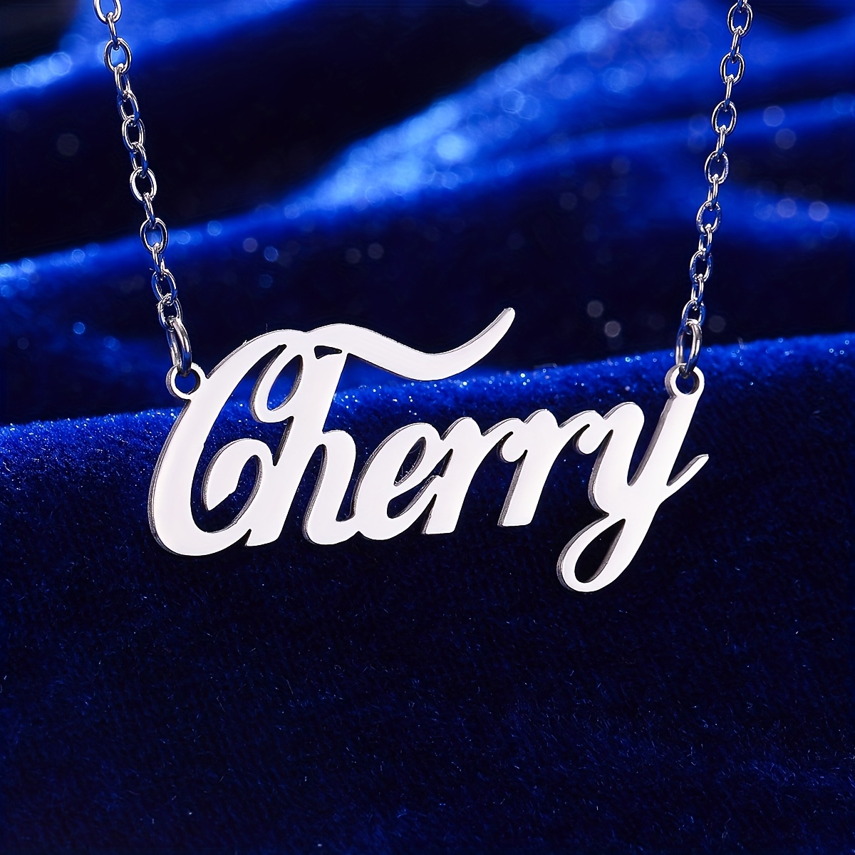 

Elegant "cherry" Cursive Name Pendant Necklace - Customized Stainless Steel Jewelry For Women, Ideal Or Gift