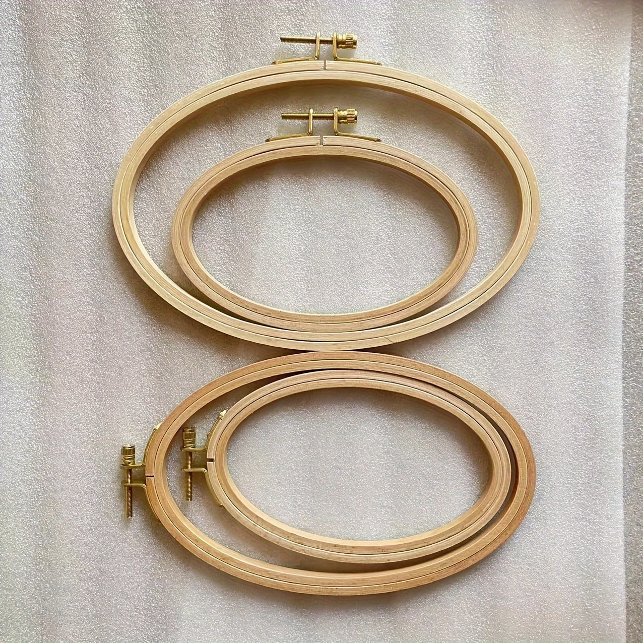 Set Of 4 Wood Embroidery Hoops, Oval Embroidery Hoop Frame, Horizontal Circle Cross Stitch Hoop Ring