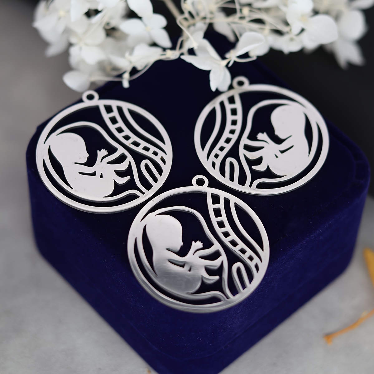TEMU Set da 3 pendenti ciondoli in acciaio inossidabile fai da te "In " per creazione di gioielli, collana, regalo per