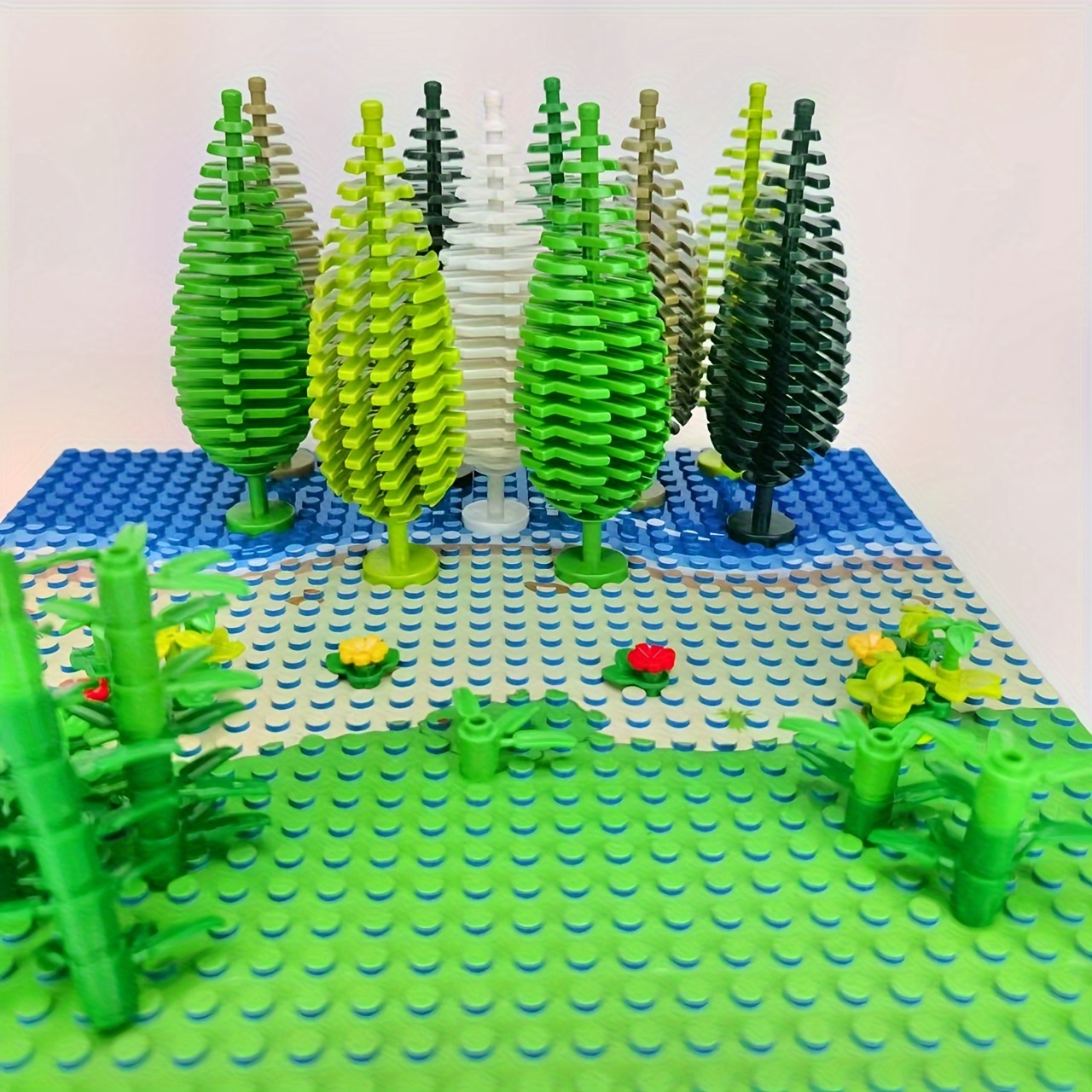 2 PCS Street Scene City Greenery Forest MOC Pine Spruce Fir Tree Models