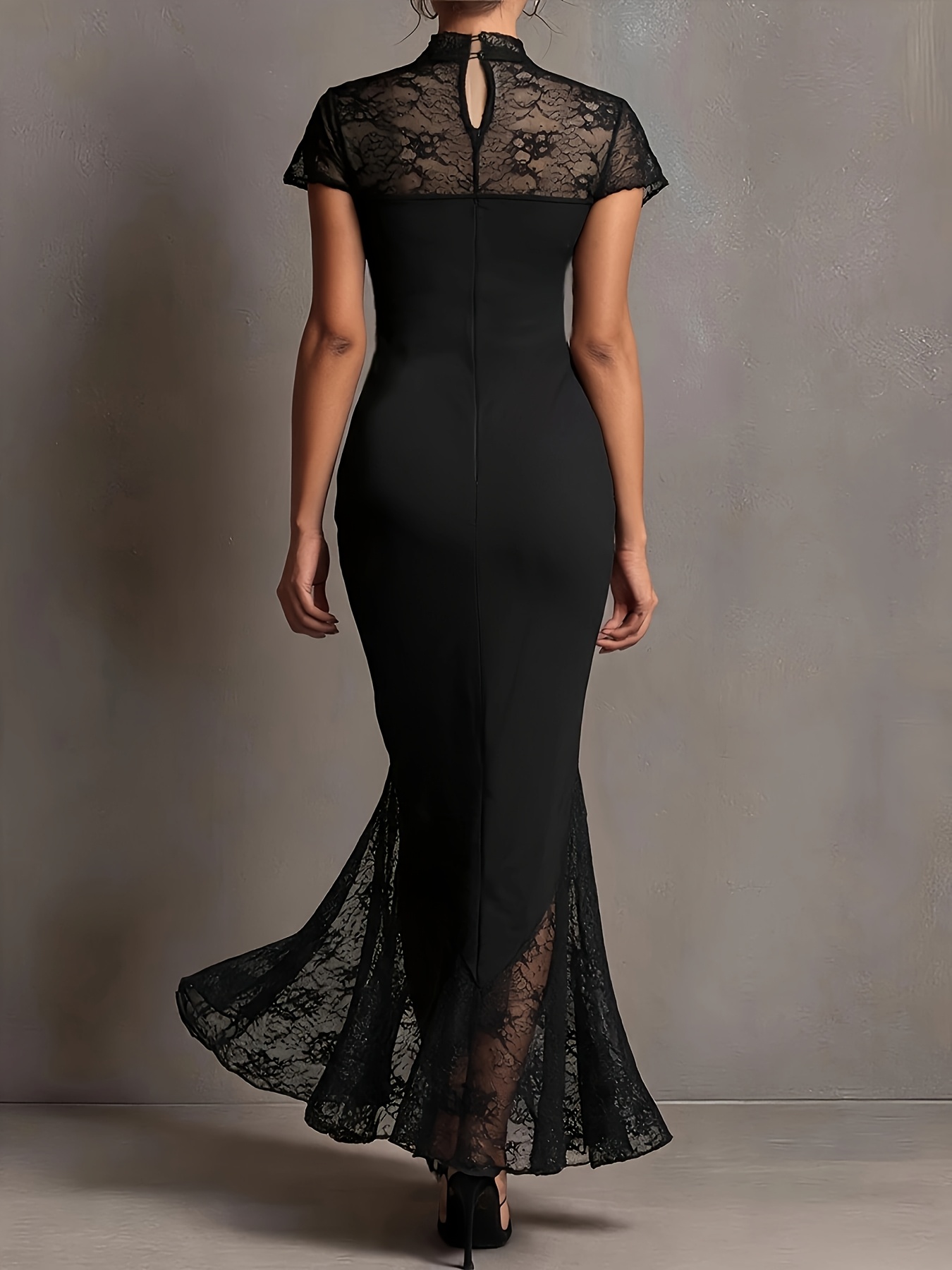french style half turtleneck eyelash lace bodycon